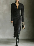 Ofelia Elegant V-Neck Long Sleeve Maxi Dress - Ciela Vere