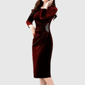 Lillo Velvet Slit Ruched Dress - Ciela Vere