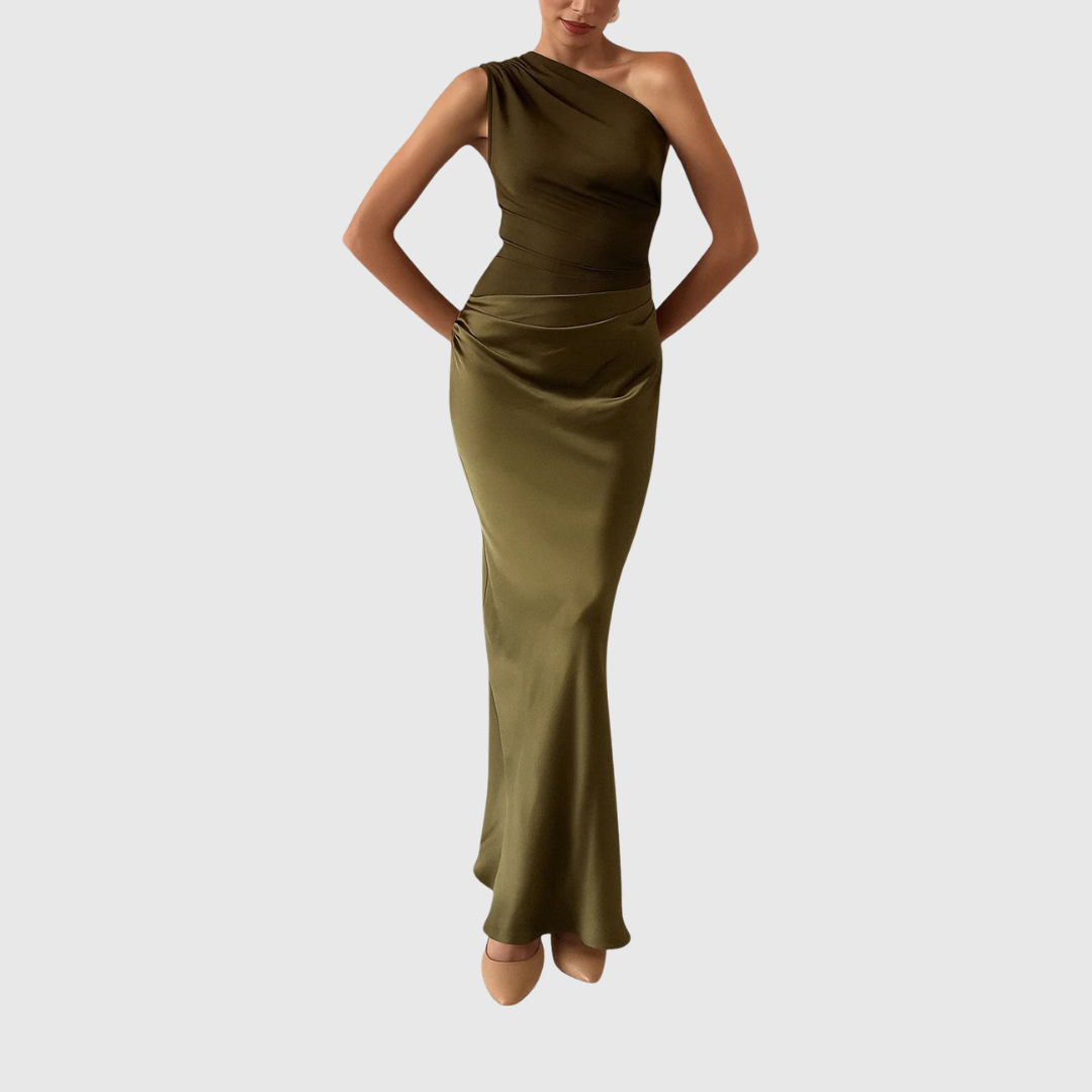 Elara Satin Asymmetric Evening Gown - view 4