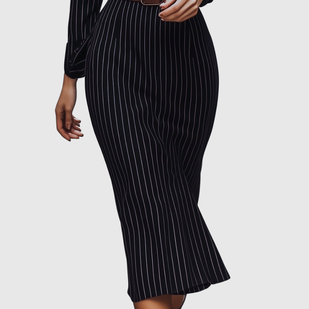 Poppy Black Pinstripe Shirt Dress - view 3