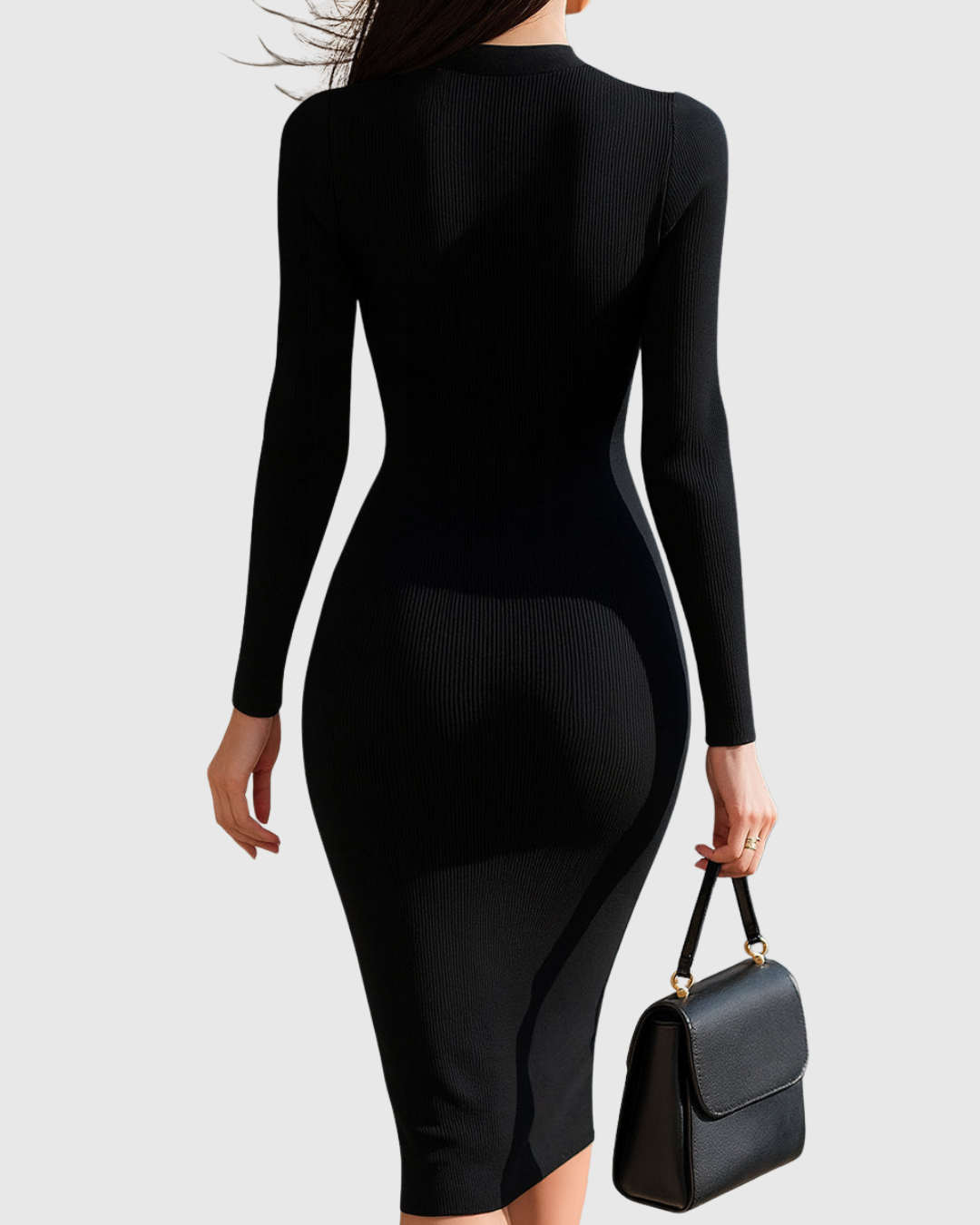 Eadwine Zip-Front Ribbed Knit Midi Dress - view 4