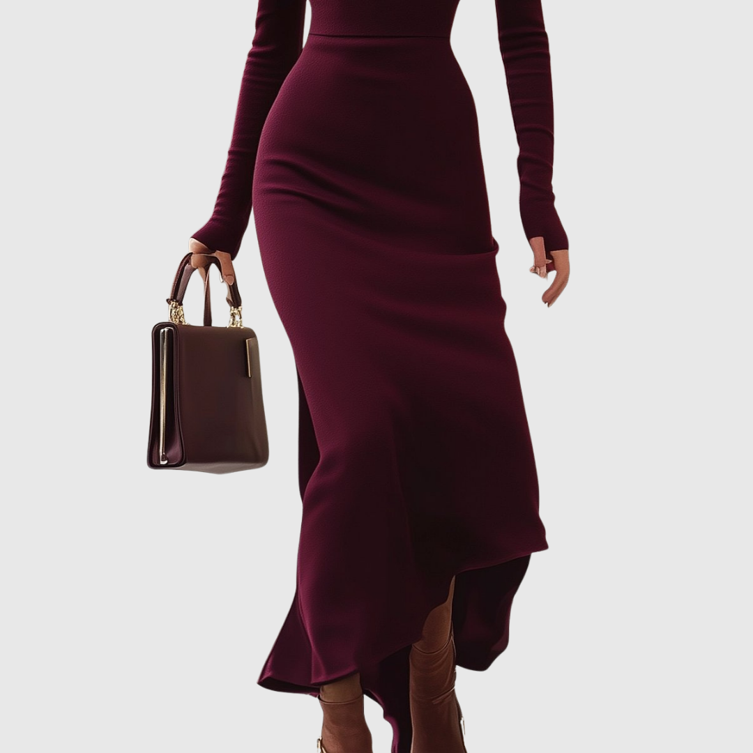 Isabelle Burgundy Turtleneck Dress - view 2