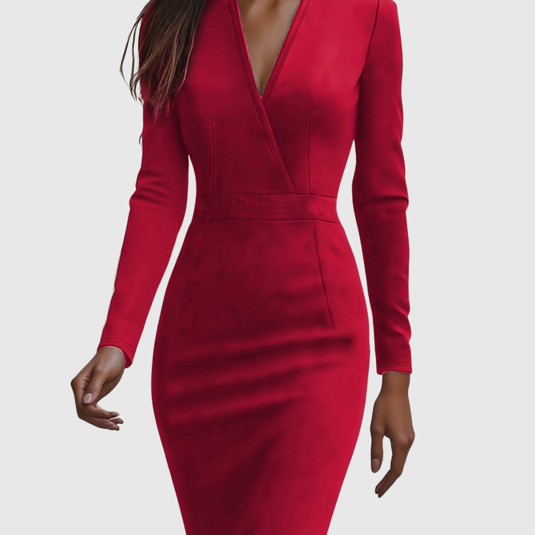 Arabella Elegant V-Neck Dress - view 10