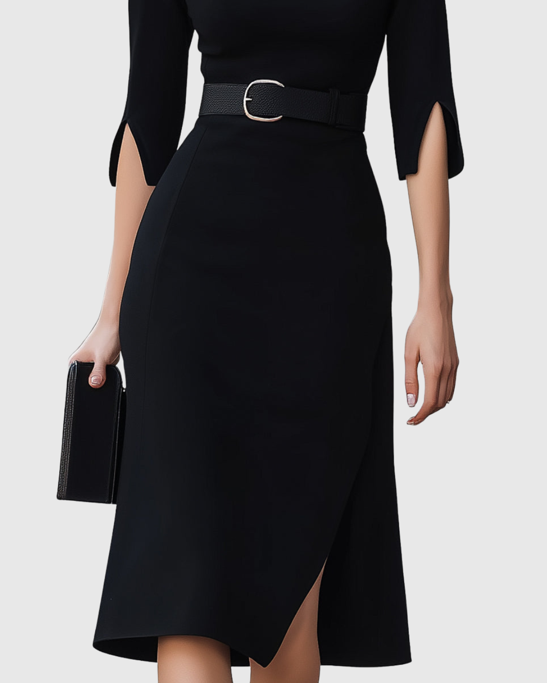 Blythewyn Classic Black Midi Dress - view 4