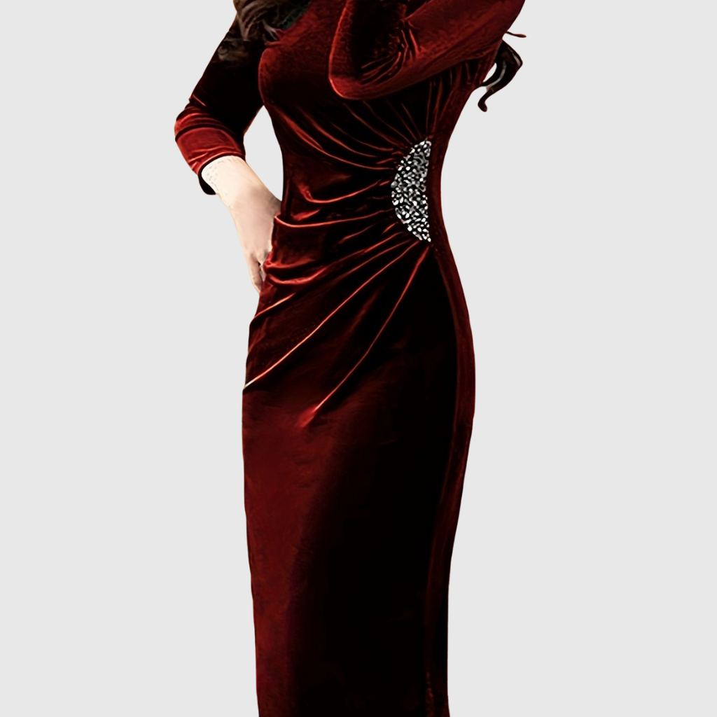Lillo Velvet Slit Ruched Dress - view 10