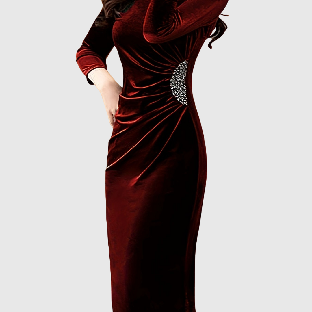 Lillo Velvet Slit Ruched Dress - view 10