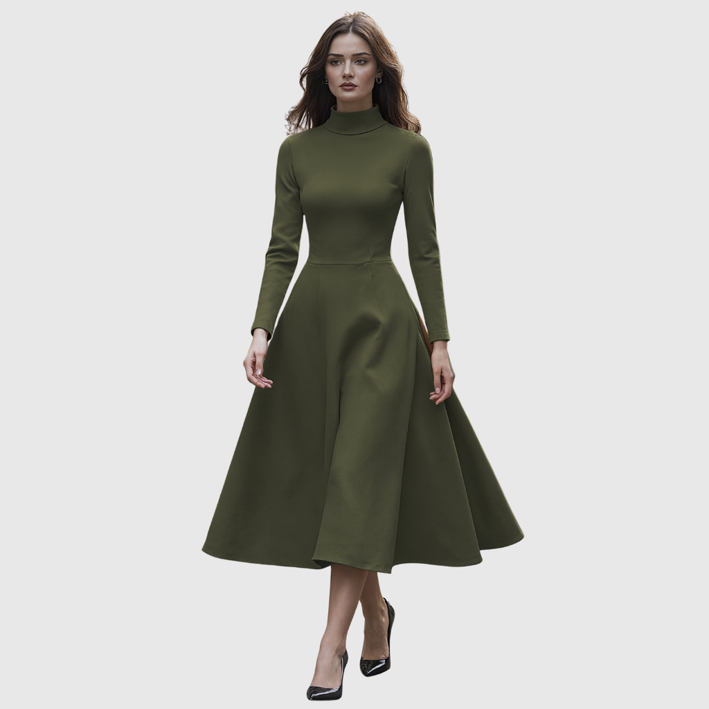 Lillie High Neck Long Sleeve A-Line Dress - view 8