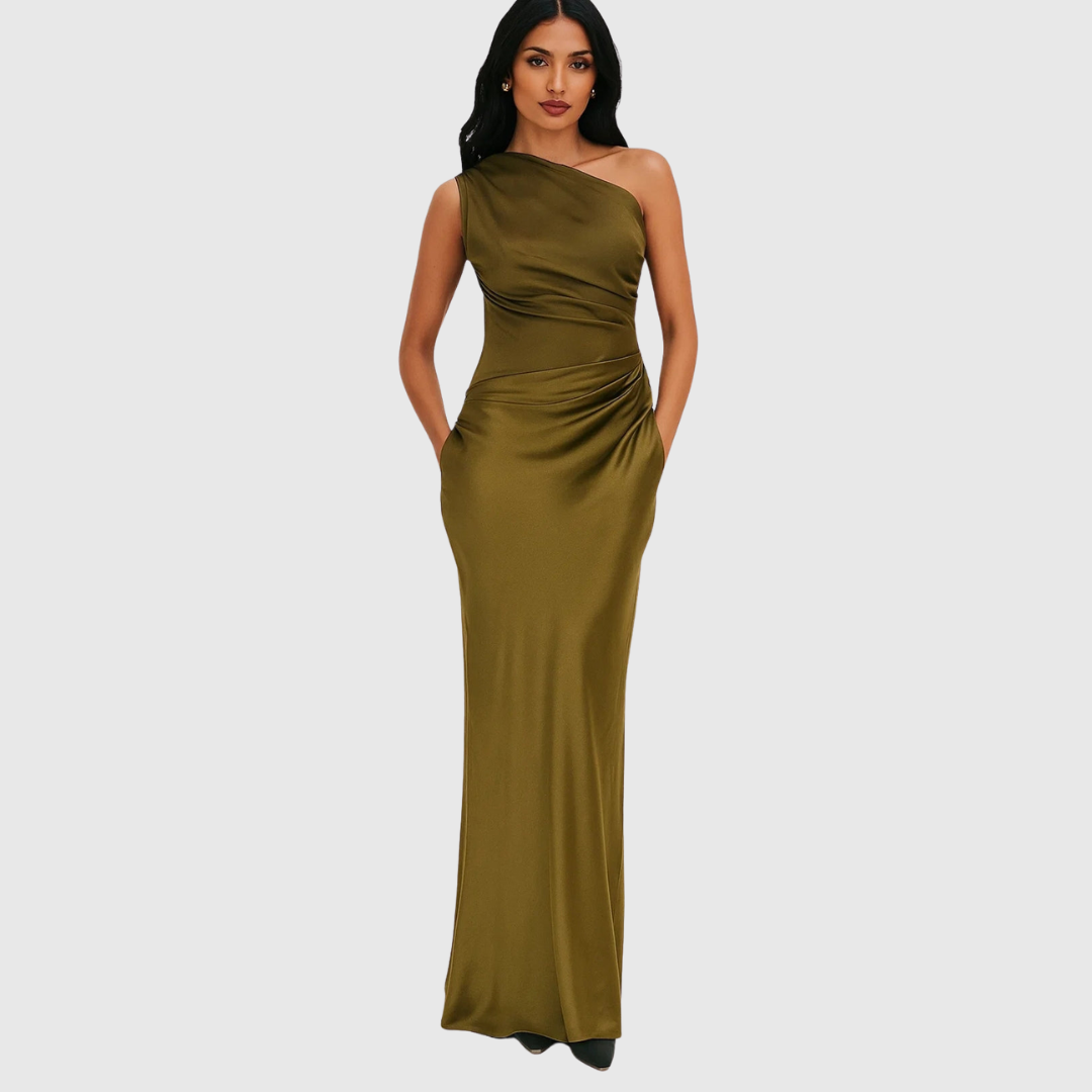 Elara Satin Asymmetric Evening Gown - view 2