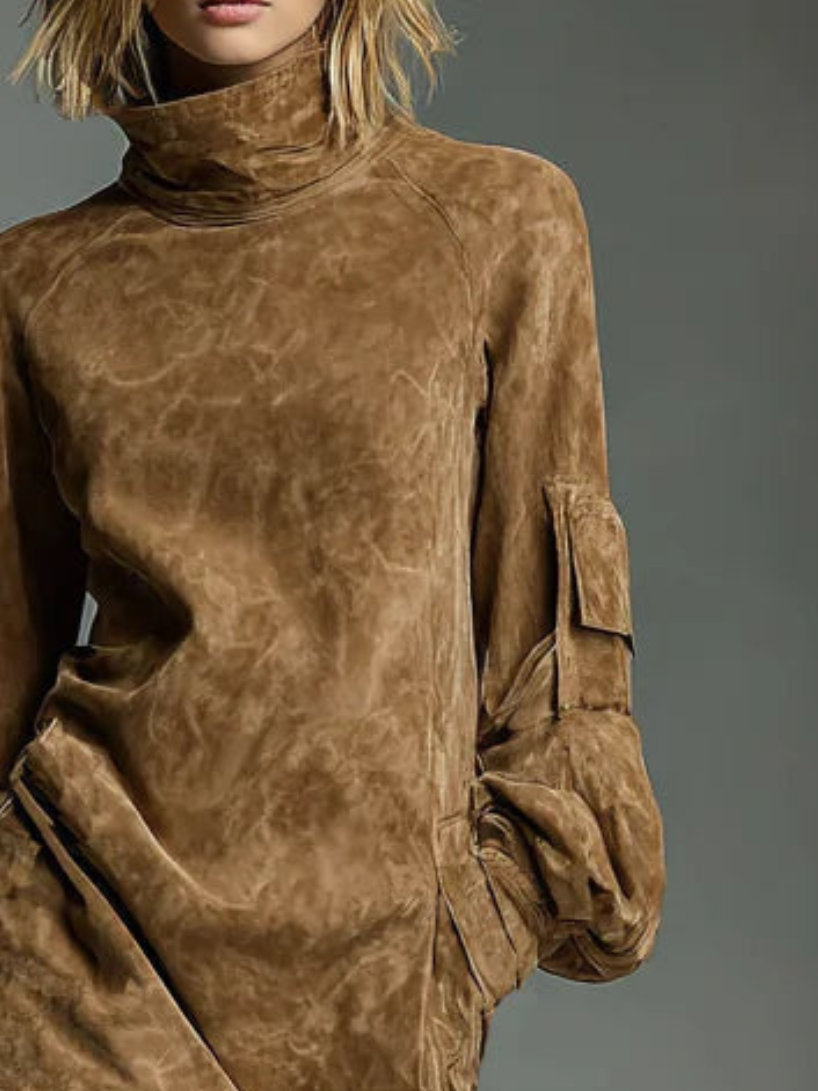 Hilda Suede Turtleneck Dress - view 4