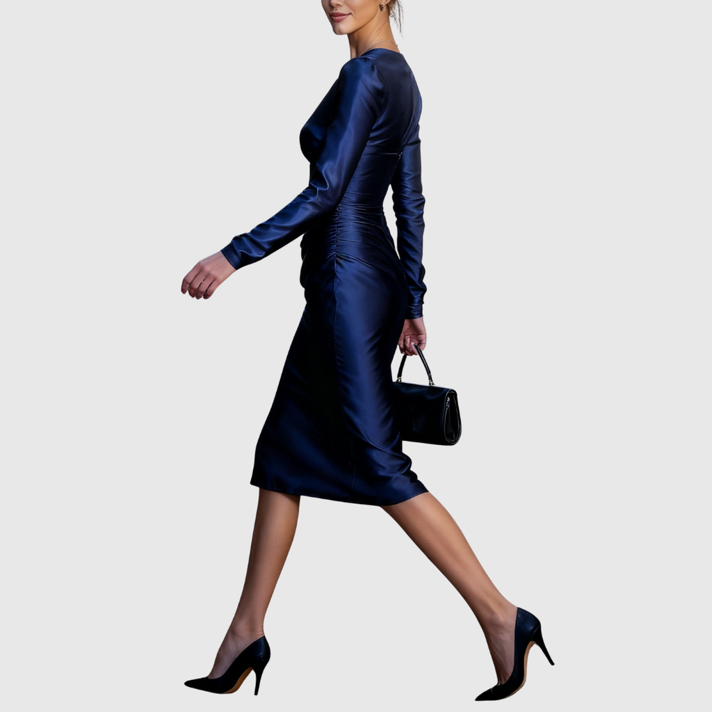 Sirene Midnight Satin Evening Gown - view 3