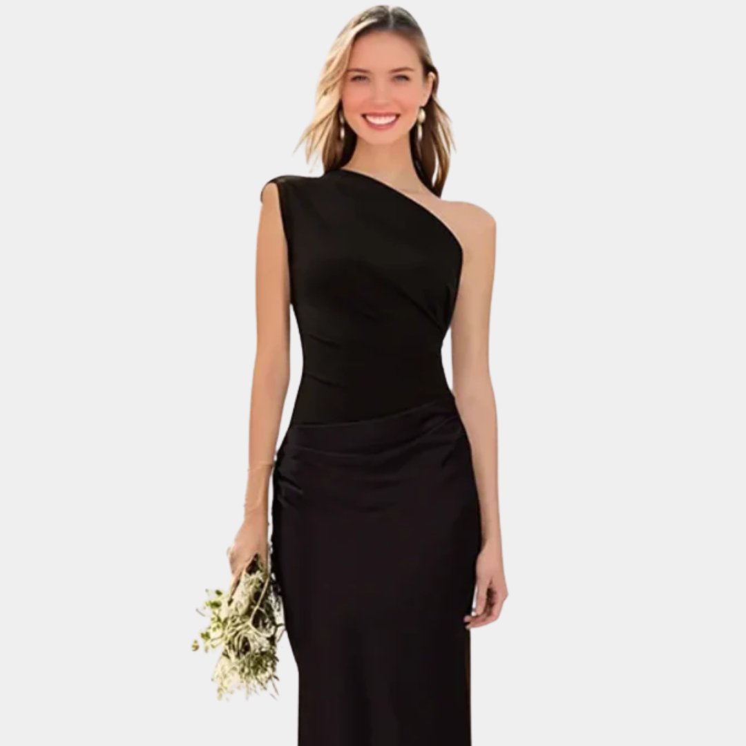 Aleida One-Shoulder Satin Maxi Dress - view 5