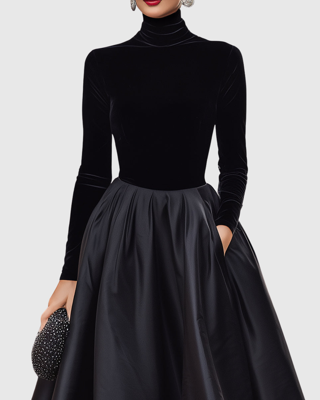 Aradia Velvet and Satin Midi Dress - Ciela Vere