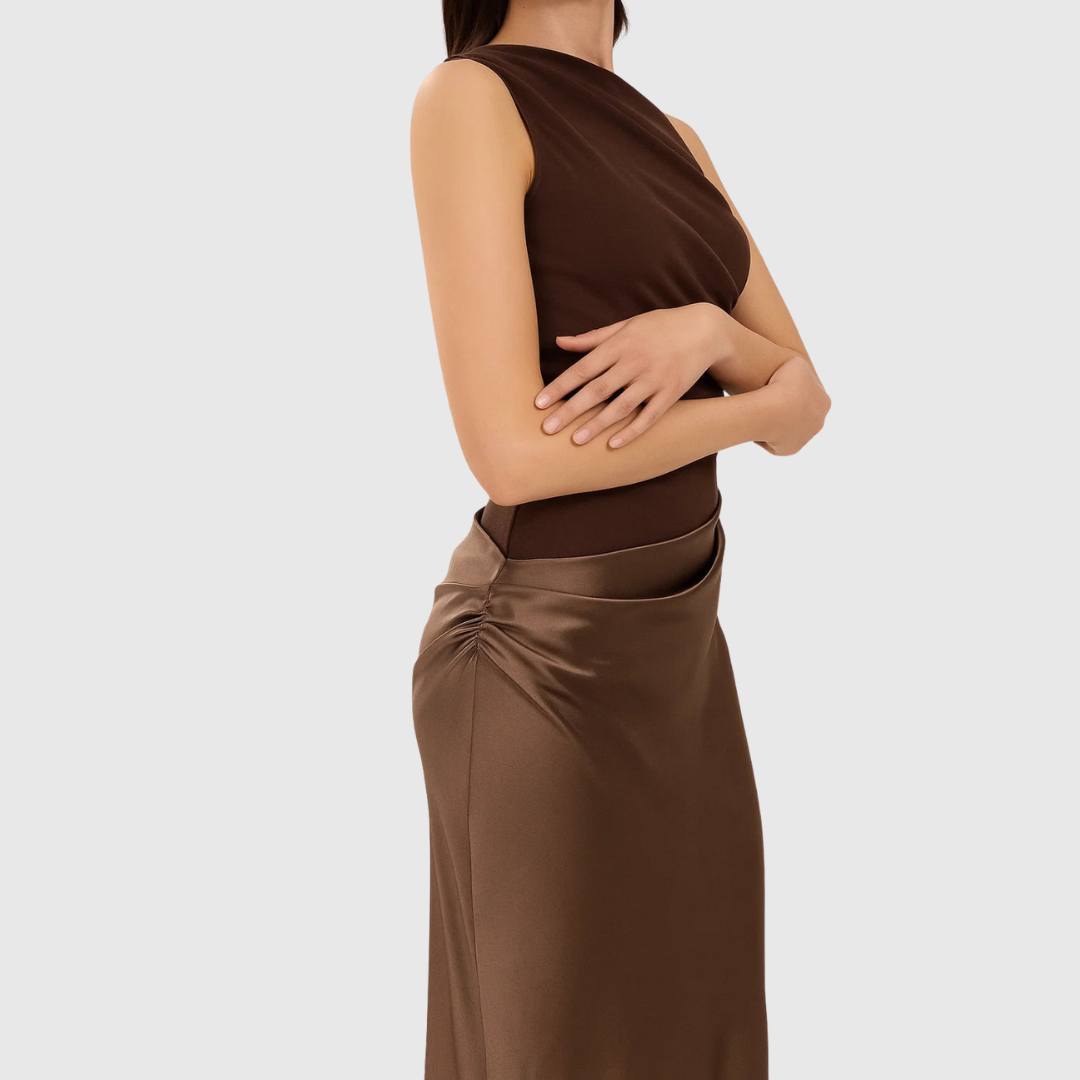 Elara Satin Asymmetric Evening Gown - view 3