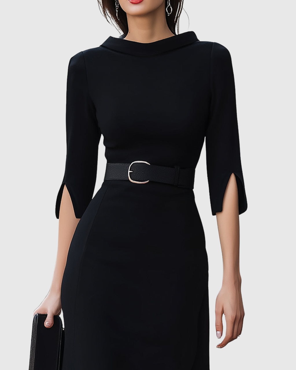 Blythewyn Classic Black Midi Dress - view 3