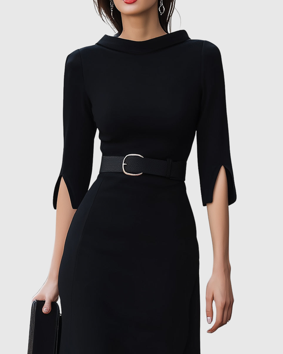 Blythewyn Classic Black Midi Dress - view 3