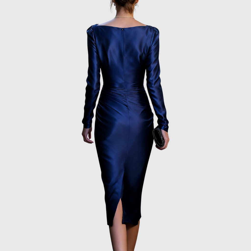 Sirene Midnight Satin Evening Gown - view 4