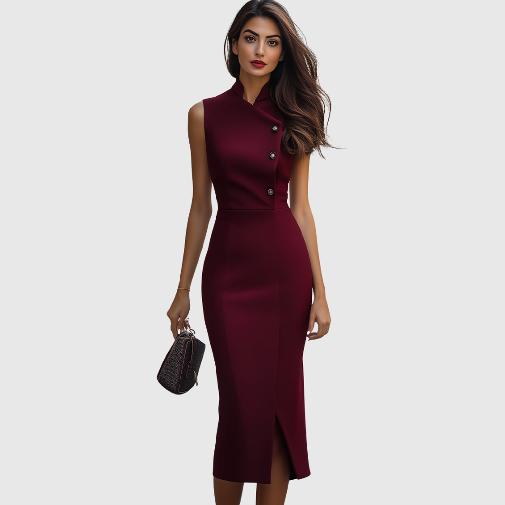 Ruby Burgundy Sleeveless Midi Dress - view 2