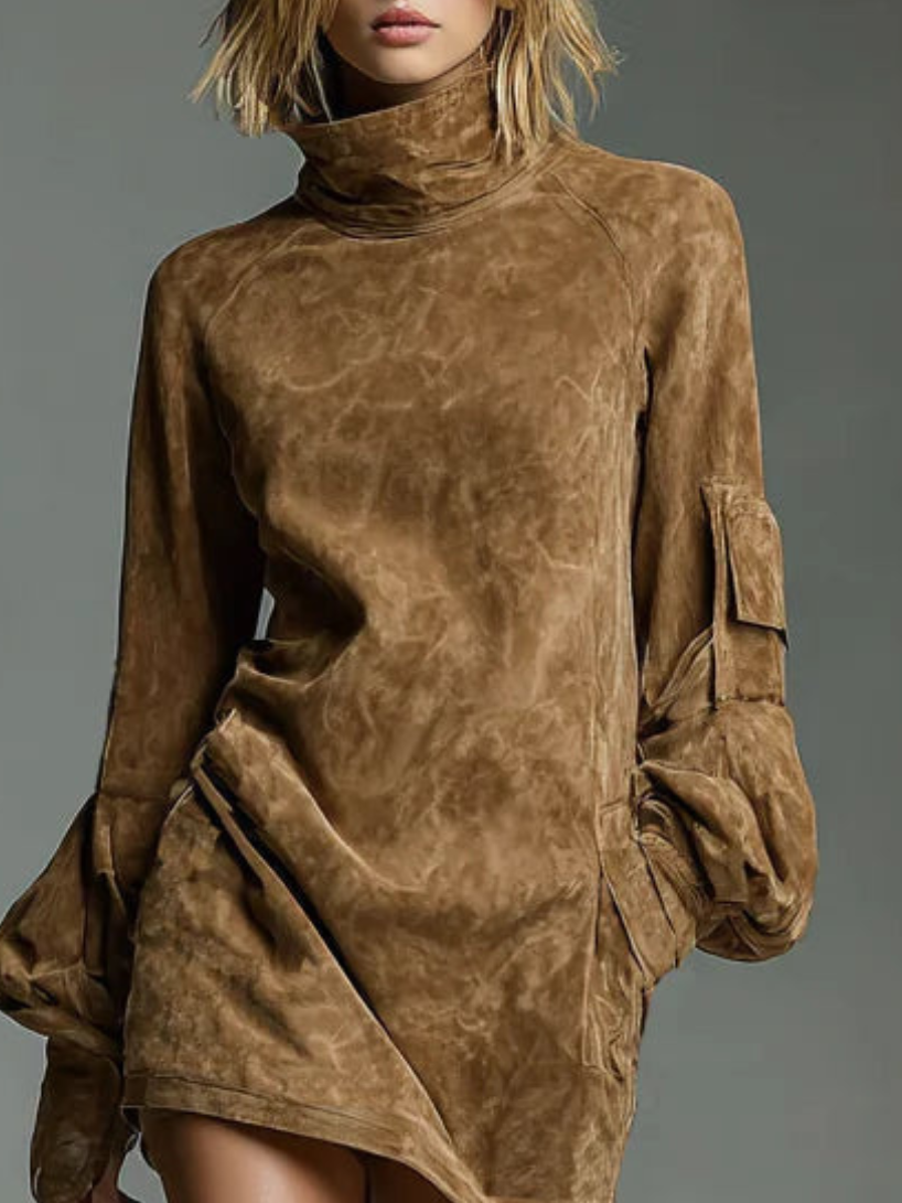 Hilda Suede Turtleneck Dress - view 2