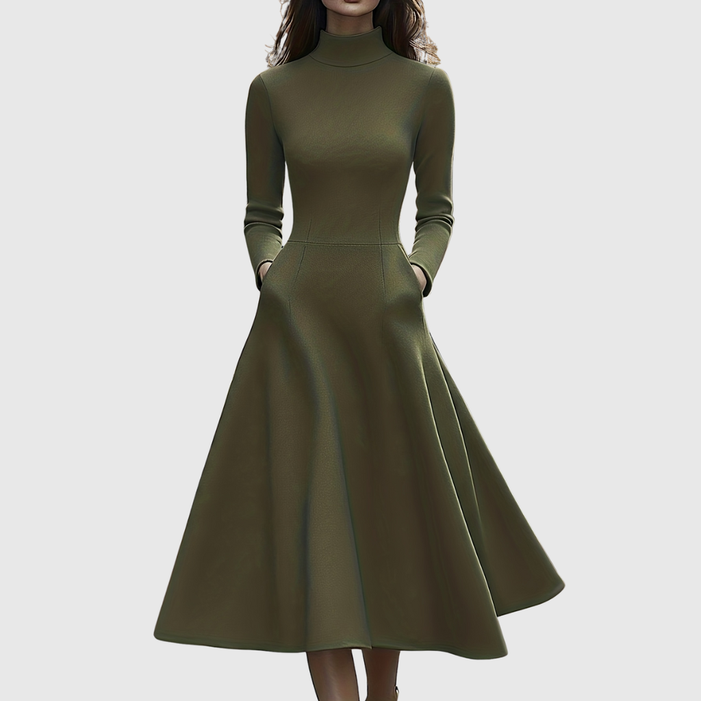 Lillie High Neck Long Sleeve A-Line Dress - view 9