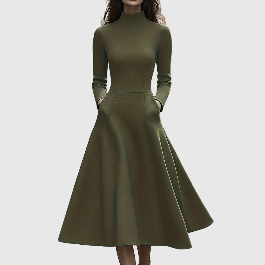 Lillie High Neck Long Sleeve A-Line Dress - view 9