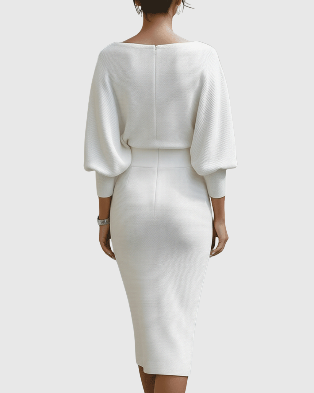 Isméria White Draped Batwing Midi Dress - view 10