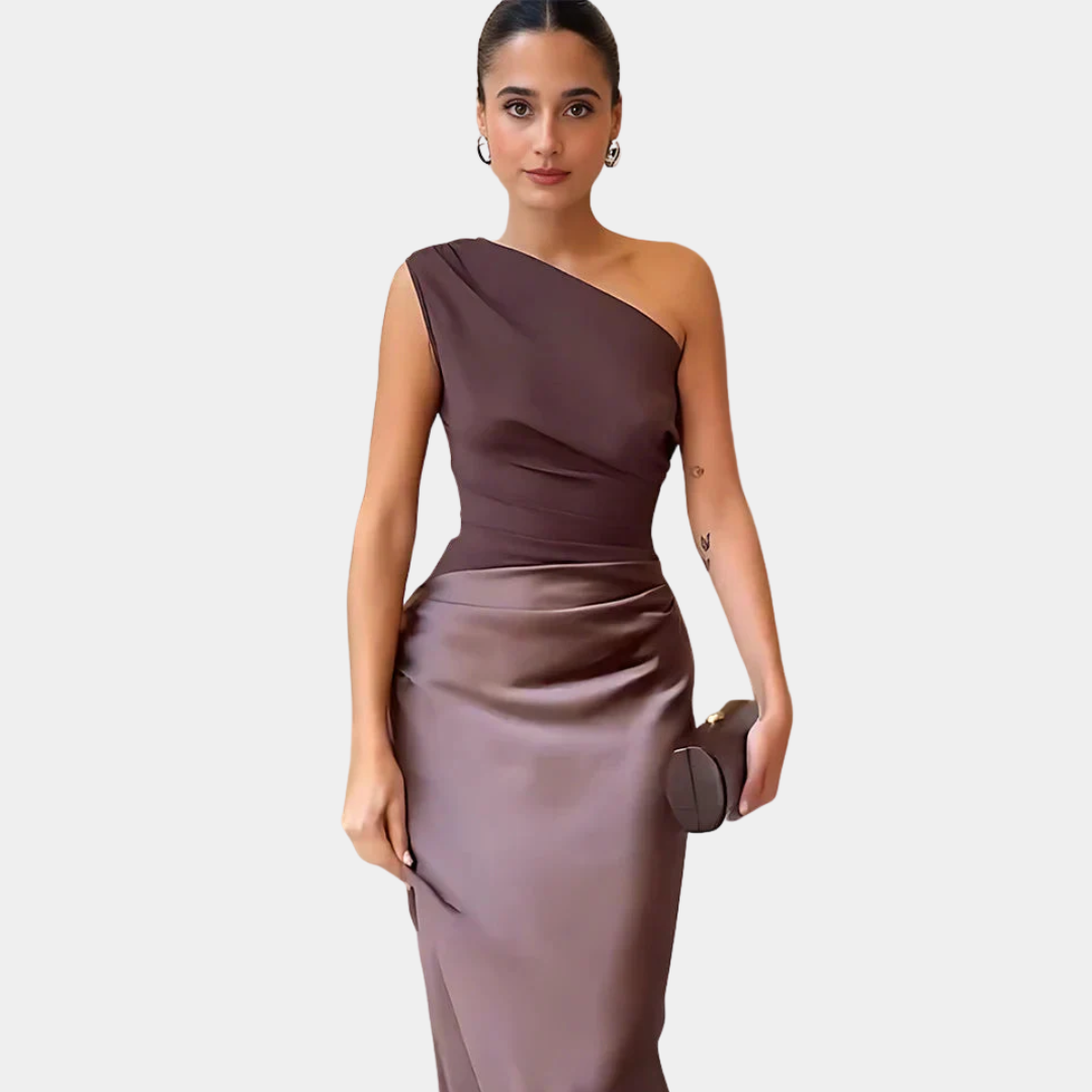 Aleida One-Shoulder Satin Maxi Dress - view 3