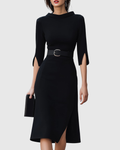 Blythewyn Classic Black Midi Dress - Ciela Vere