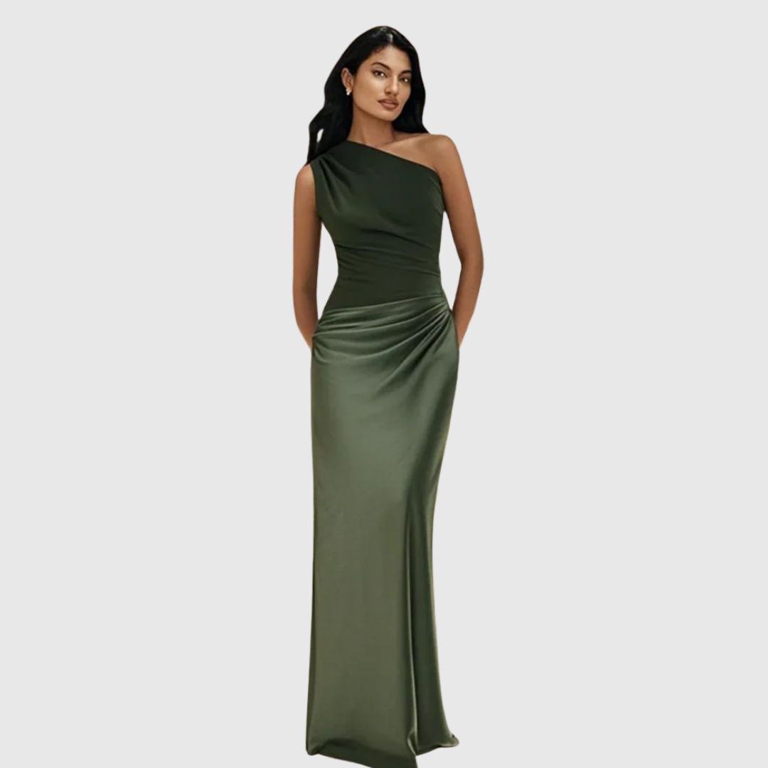 Aleida One-Shoulder Satin Maxi Dress - view 11
