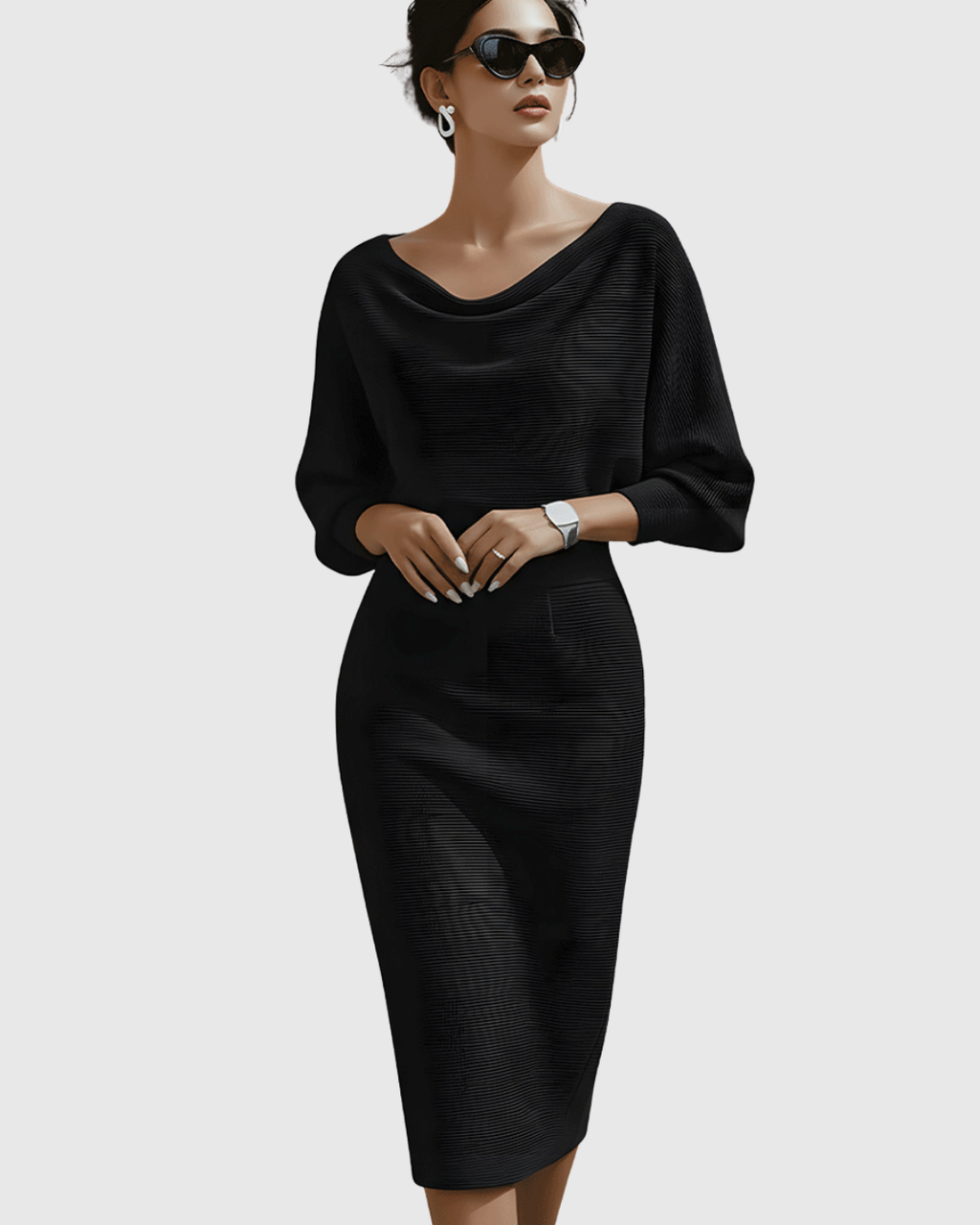 Isméria White Draped Batwing Midi Dress - view 2