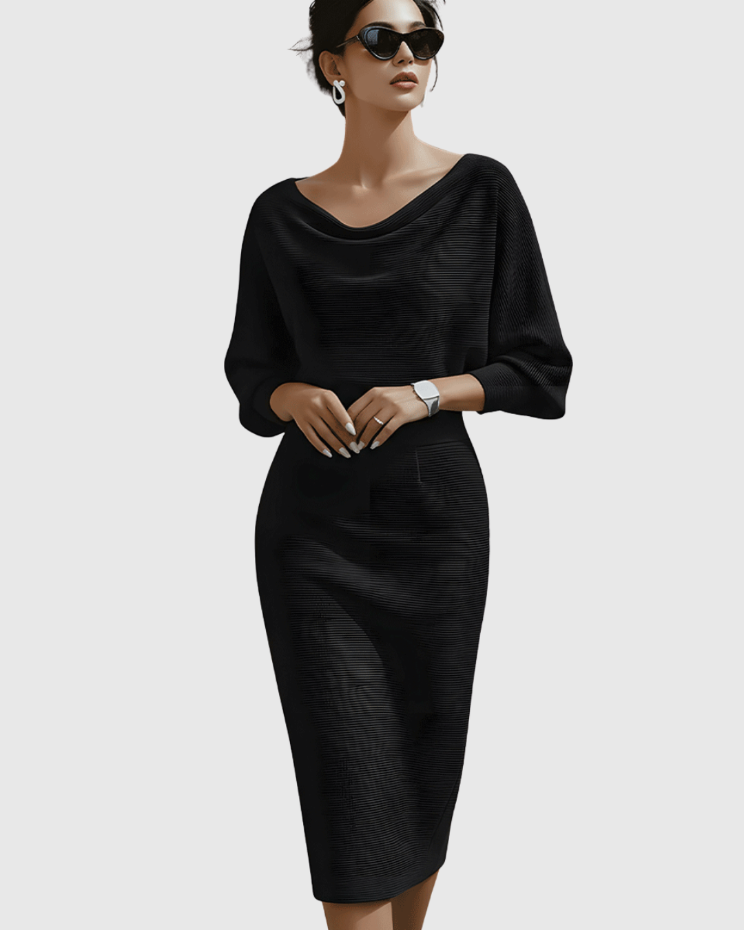 Isméria White Draped Batwing Midi Dress - view 2
