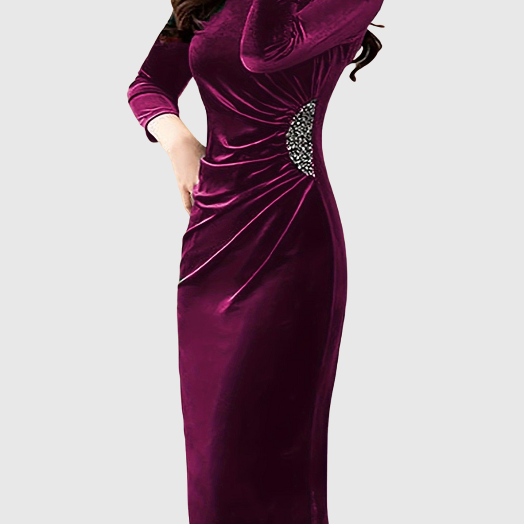 Lillo Velvet Slit Ruched Dress - view 7