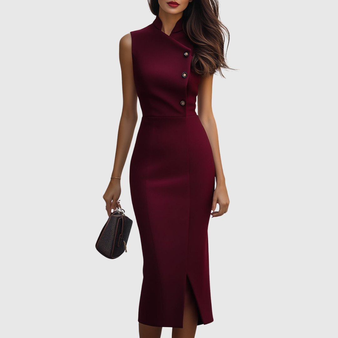 Ruby Burgundy Sleeveless Midi Dress - view 4