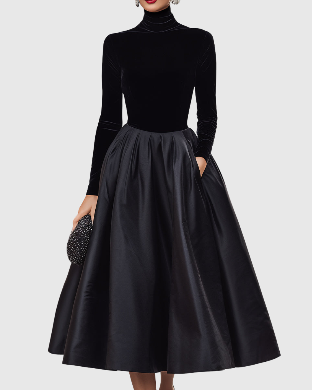 Aradia Velvet and Satin Midi Dress - view 4