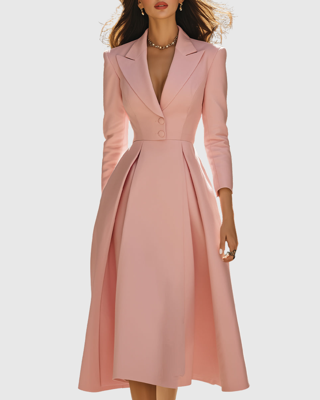 Ceryth Elegant Pleated Blazer Midi Dress - Ciela Vere