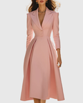 Ceryth Elegant Pleated Blazer Midi Dress - Ciela Vere