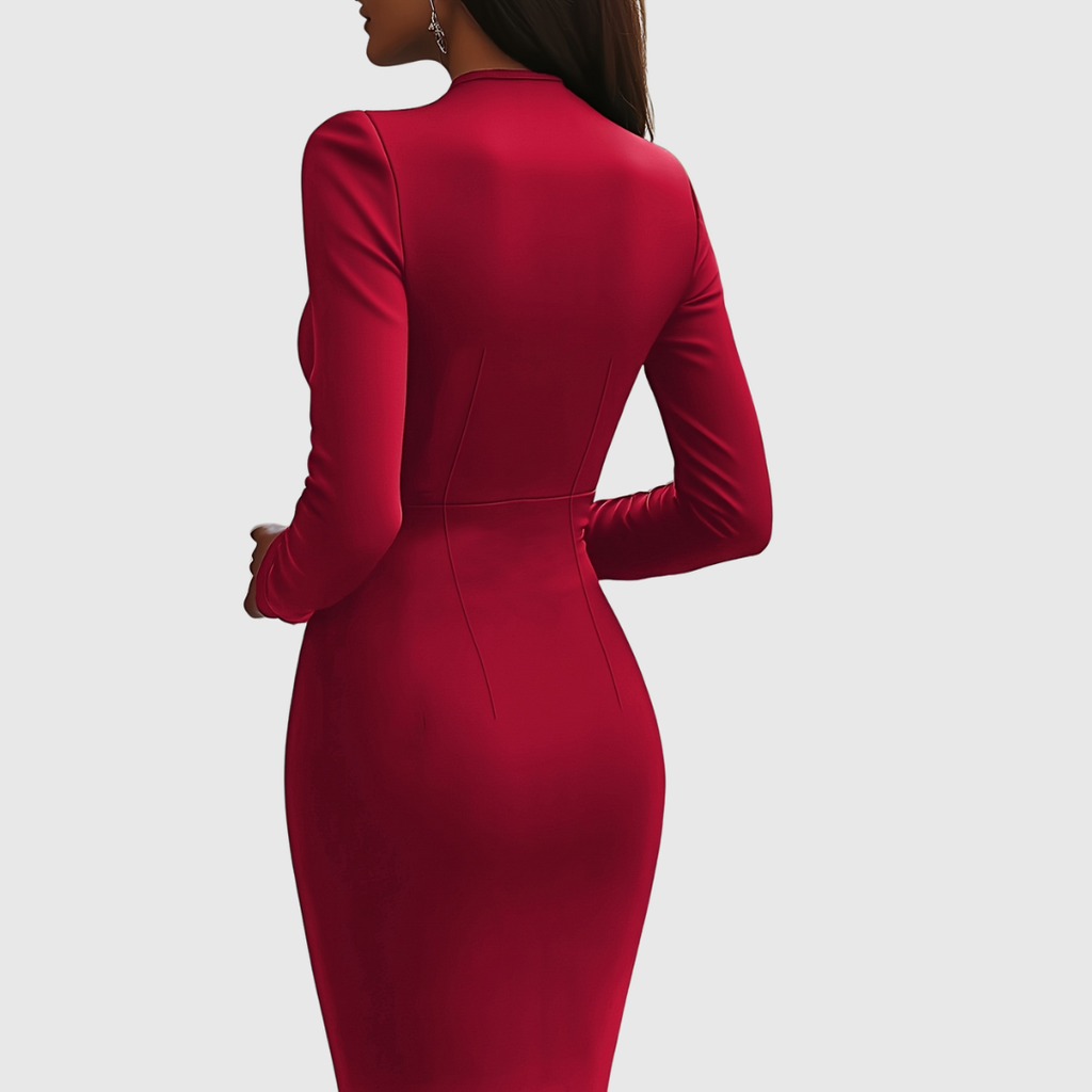 Arabella Elegant V-Neck Dress - view 8