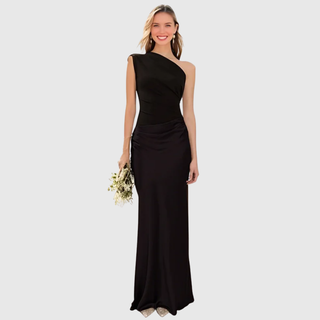 Aleida One-Shoulder Satin Maxi Dress - view 10