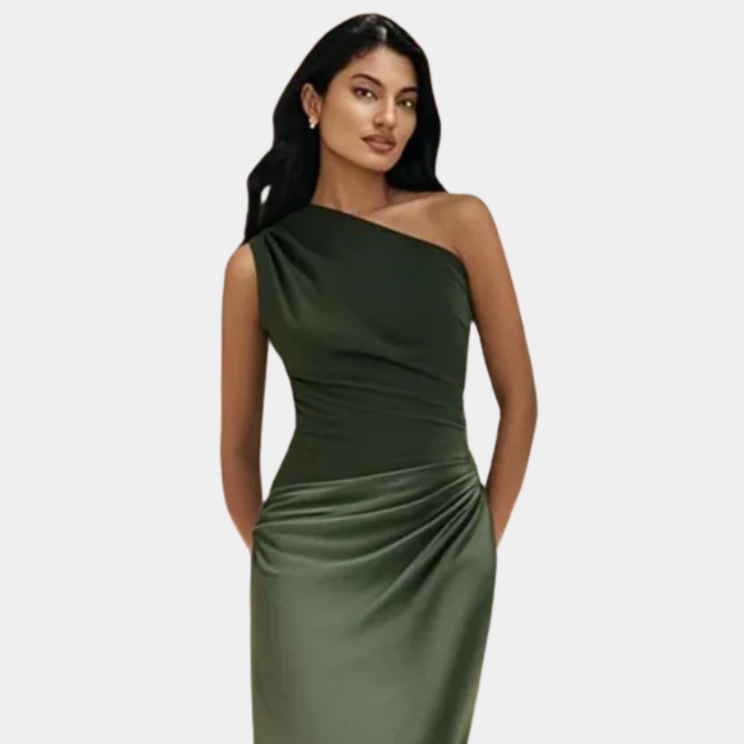 Aleida One-Shoulder Satin Maxi Dress - view 4