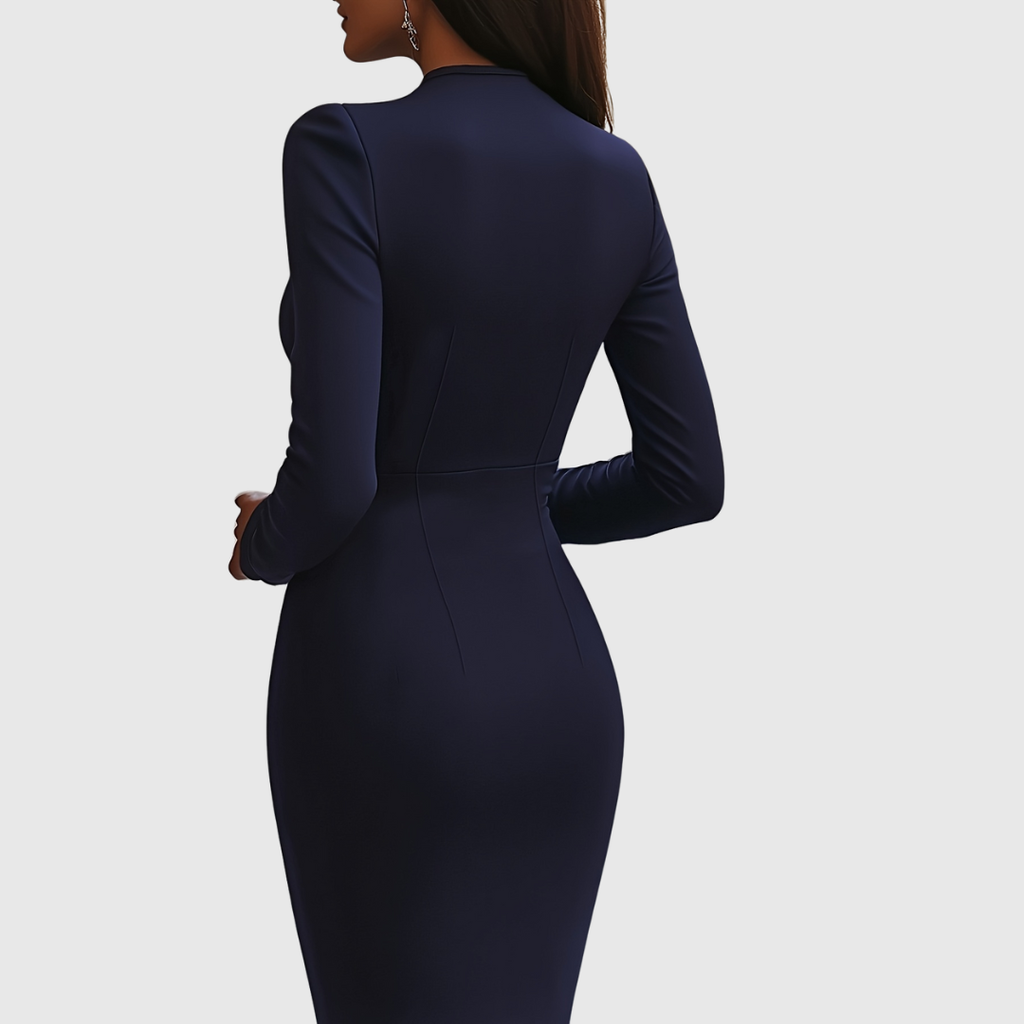 Arabella Elegant V-Neck Dress - view 6