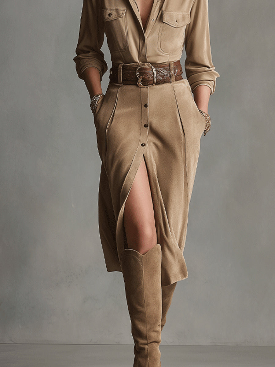 Alelie Suede Midi Dress - view 3