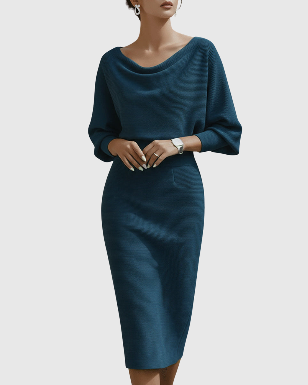Isméria White Draped Batwing Midi Dress - view 6