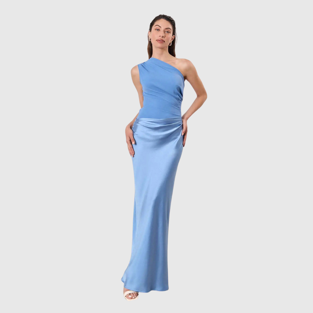 Aleida One-Shoulder Satin Maxi Dress - view 12