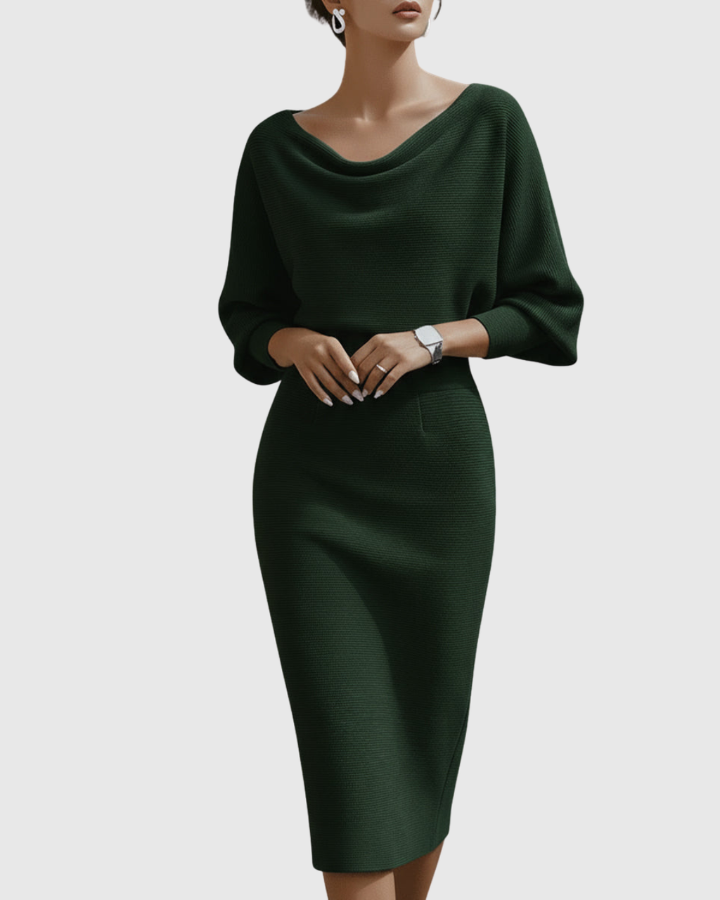 Isméria White Draped Batwing Midi Dress - view 4