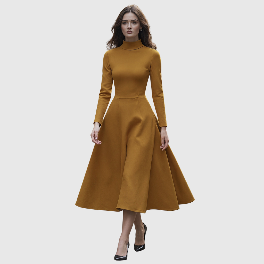 Lillie High Neck Long Sleeve A-Line Dress - view 2