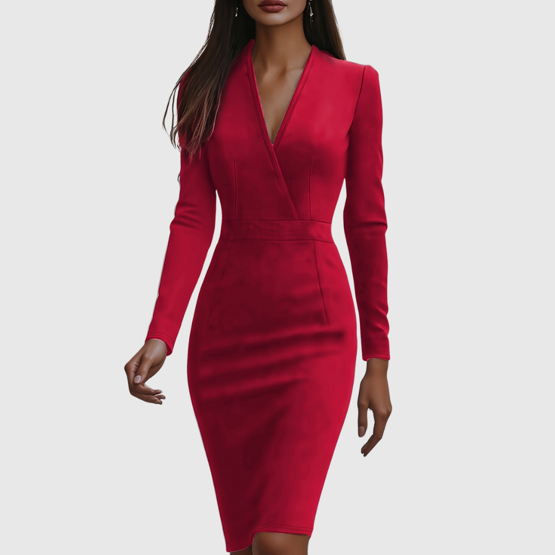 Arabella Elegant V-Neck Dress - view 4