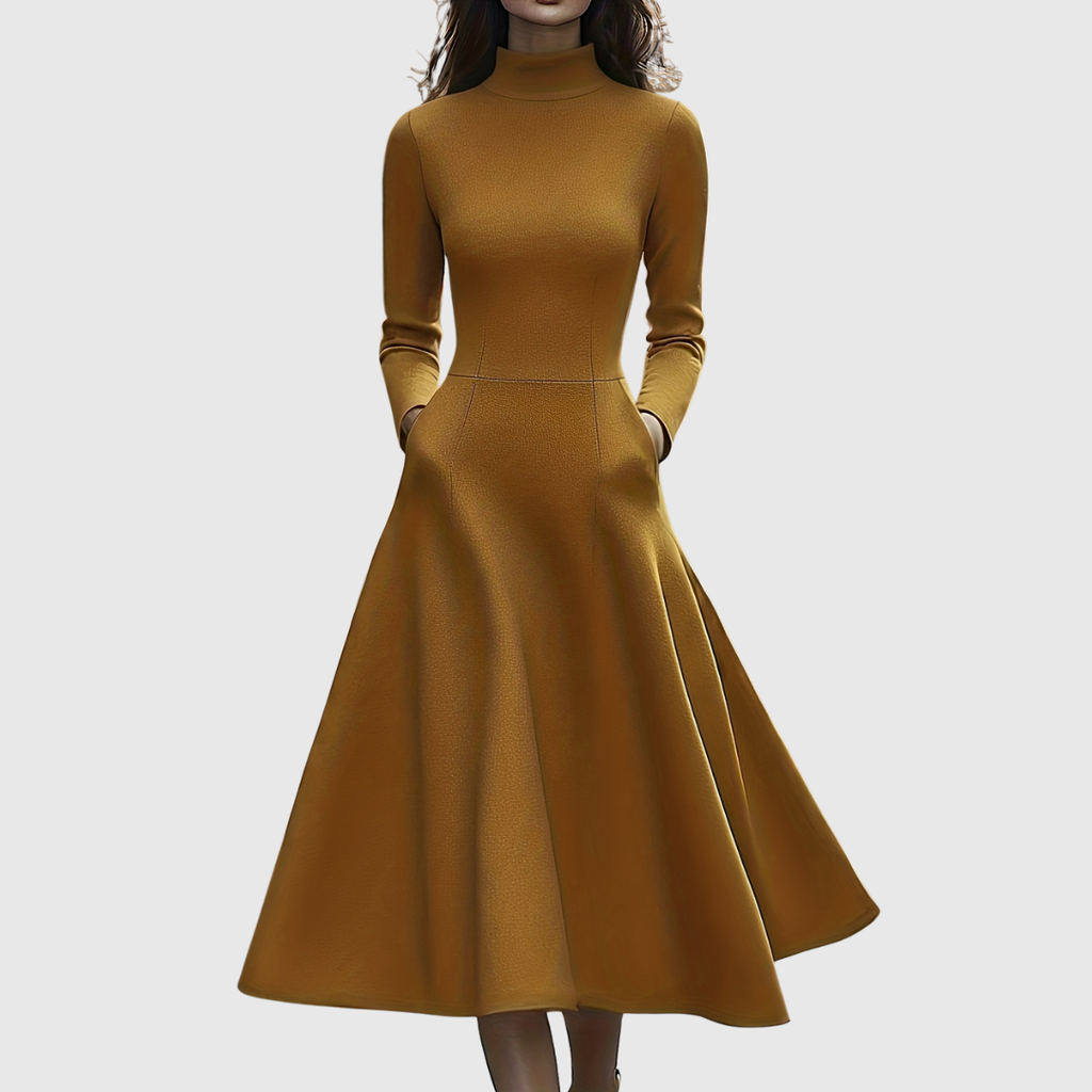 Lillie High Neck Long Sleeve A-Line Dress - view 3