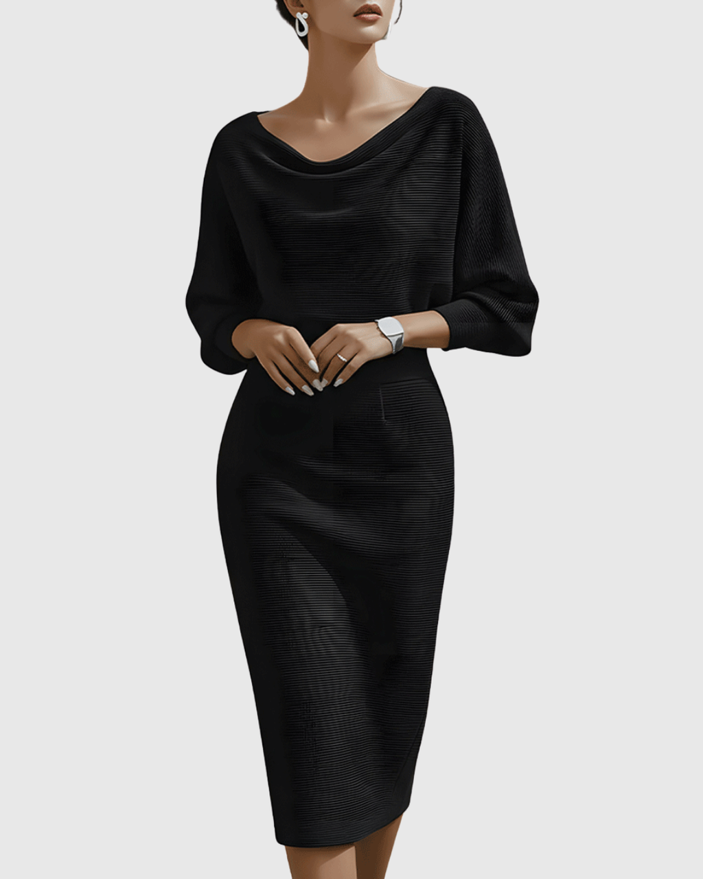 Isméria White Draped Batwing Midi Dress - view 3