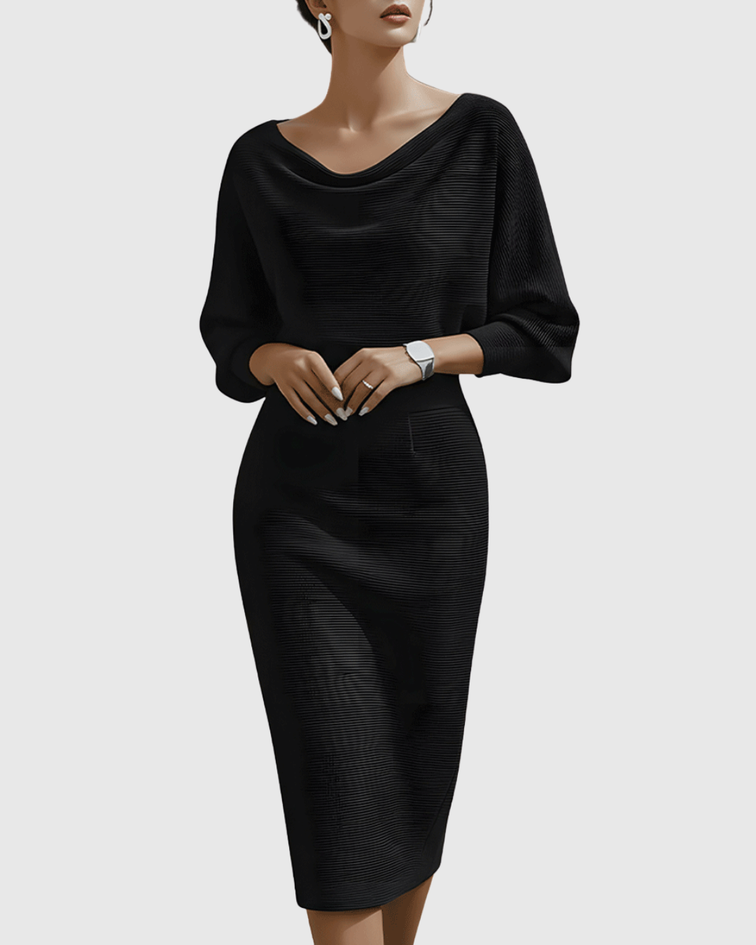 Isméria White Draped Batwing Midi Dress - view 3