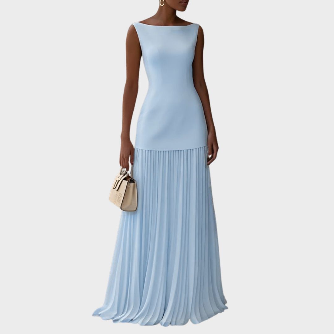 Rowina Sleeveless Dress with Flowing Pleats - Ciela Vere