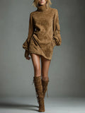 Hilda Suede Turtleneck Dress - Ciela Vere